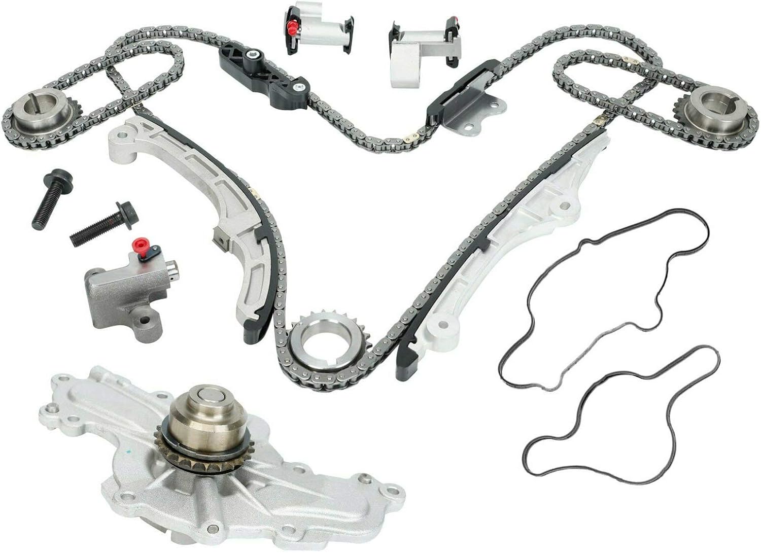 BLACKHORSE-RACING Timing Chain Kit + Water Pump Compatible with 2007 2008 2009 2010 Ford Mercury 3.5L Lincoln Mazda 3.7L DOHC