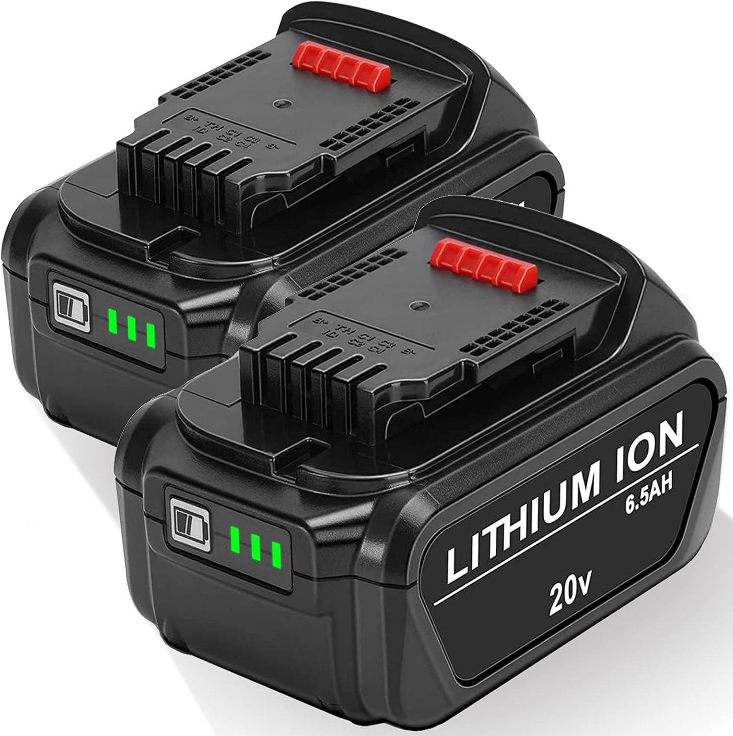 JYJZPB 2 Pack 6.5Ah 20V Replace Battery Compatible with Dewalt 20V MAX XR Battery DCB205 DCB204 DCB206 DCB206-2 DCB205-2 DCB200 DCB201 DCB203 DCB181 DCB180 DCD/DCF/DCG Dewalt 20V Battery Pack of 2
