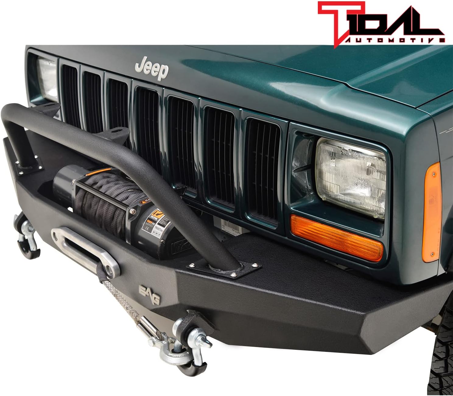Tidal Front Bumper with Winch Plate and Hoop Fits for 84-01 Cherokee XJ/Comanche MJ