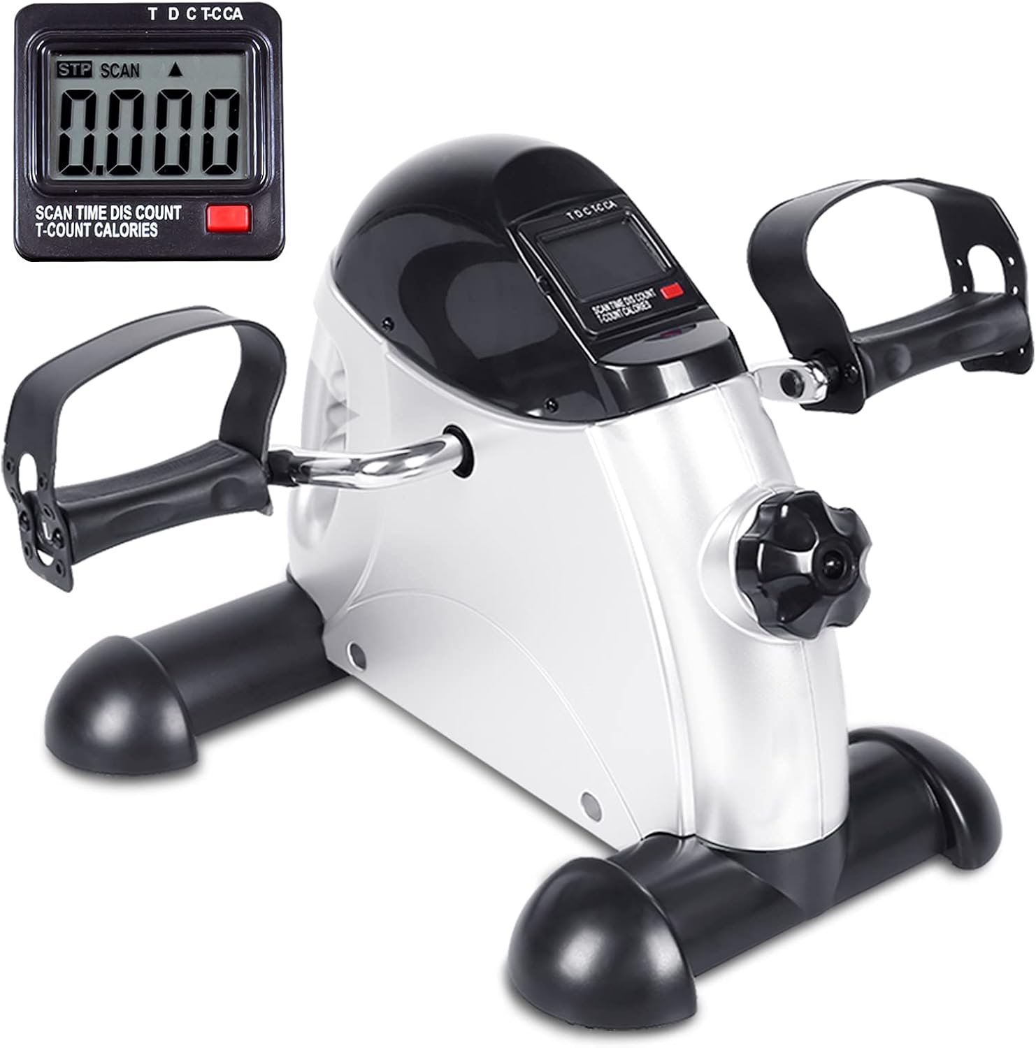 Mini Exercise Bike, AGM Under Desk Bike Pedal Exerciser Foot Cycle Arm & Leg Pedal Exerciser with LCD Screen Displays Pack of 2