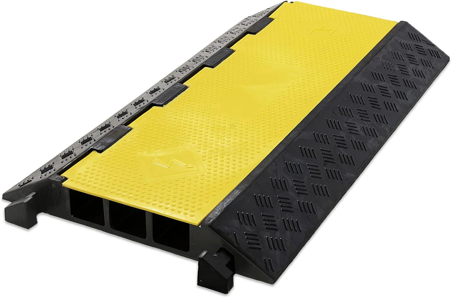 CXRCY Cable Ramp 1 Pack of 3 Channel Large PVC Rubber Cable Protector,44000lbs Capacity Heavy Duty Speed Bumps Hose Cord Protector Ramps for Wire/Hose/Pipe Hider Driveway &Indoor Pack of 2