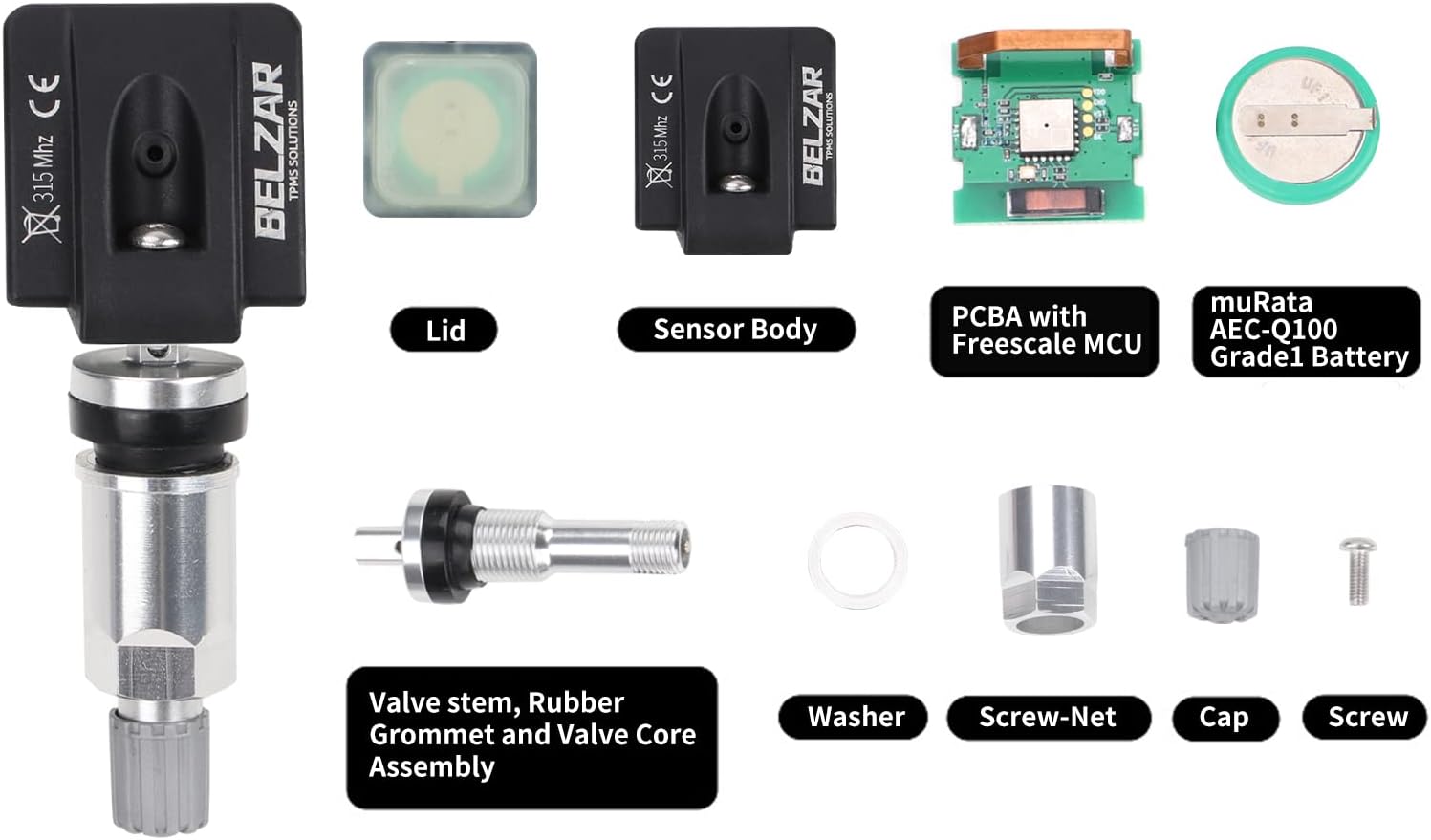 BELZAR Tire Pressure Sensors TPMS Preprogrammed 315MHz Sensor 40700-CD001 40700-1AA0B Replacement for Infiniti Nissan (4 Pack) Pack of 2