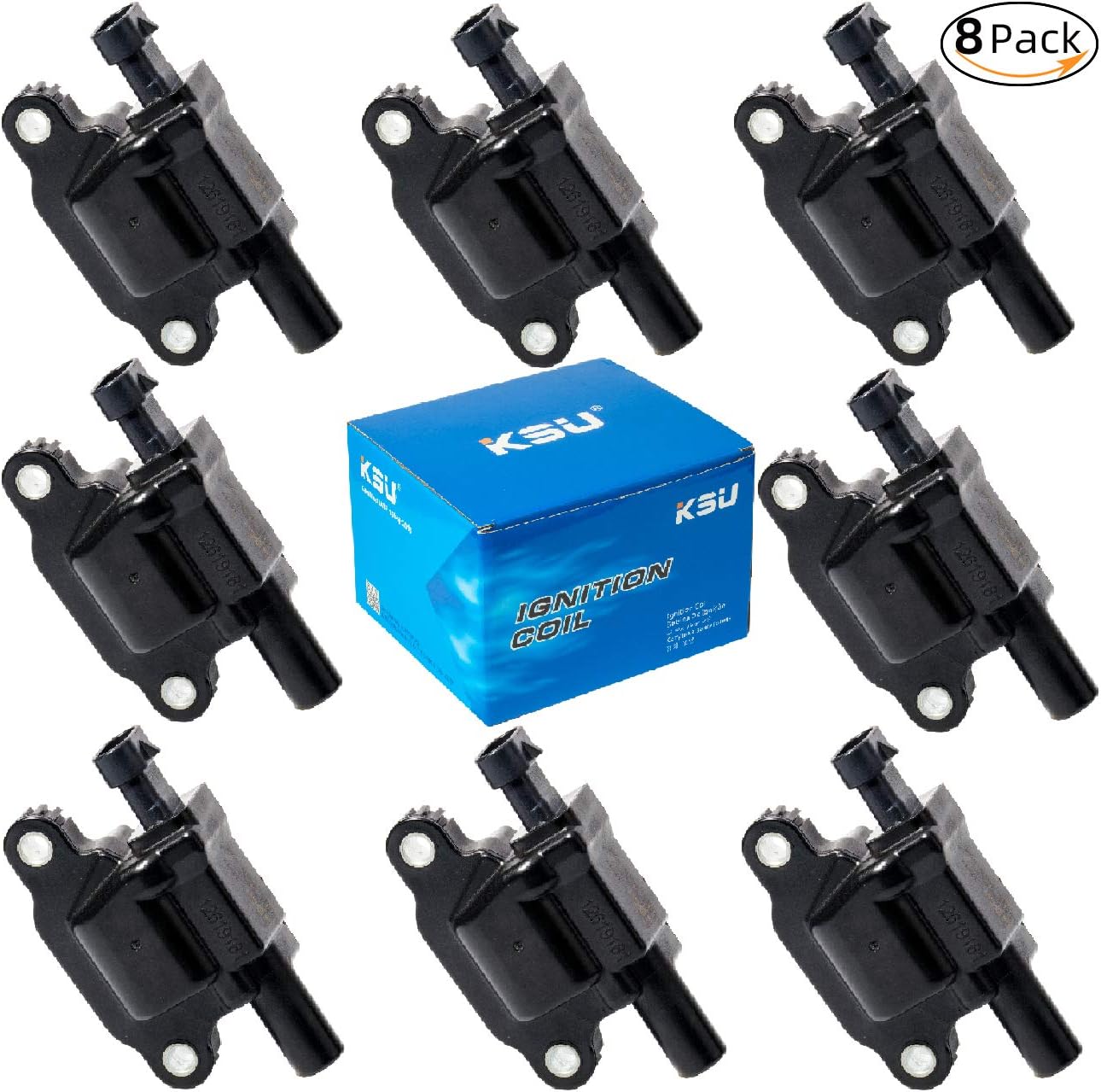 KSU Compatible With 12611424 Ignition Coil Pack Tahoe Silverado Impala Cadillac CTS Chevy GMC Pontiac Yukon Buick Allure Lacrosse SSR Canyon Savanna Hummer Grand Prix Saab Express 1500 2500 （8Pack)）