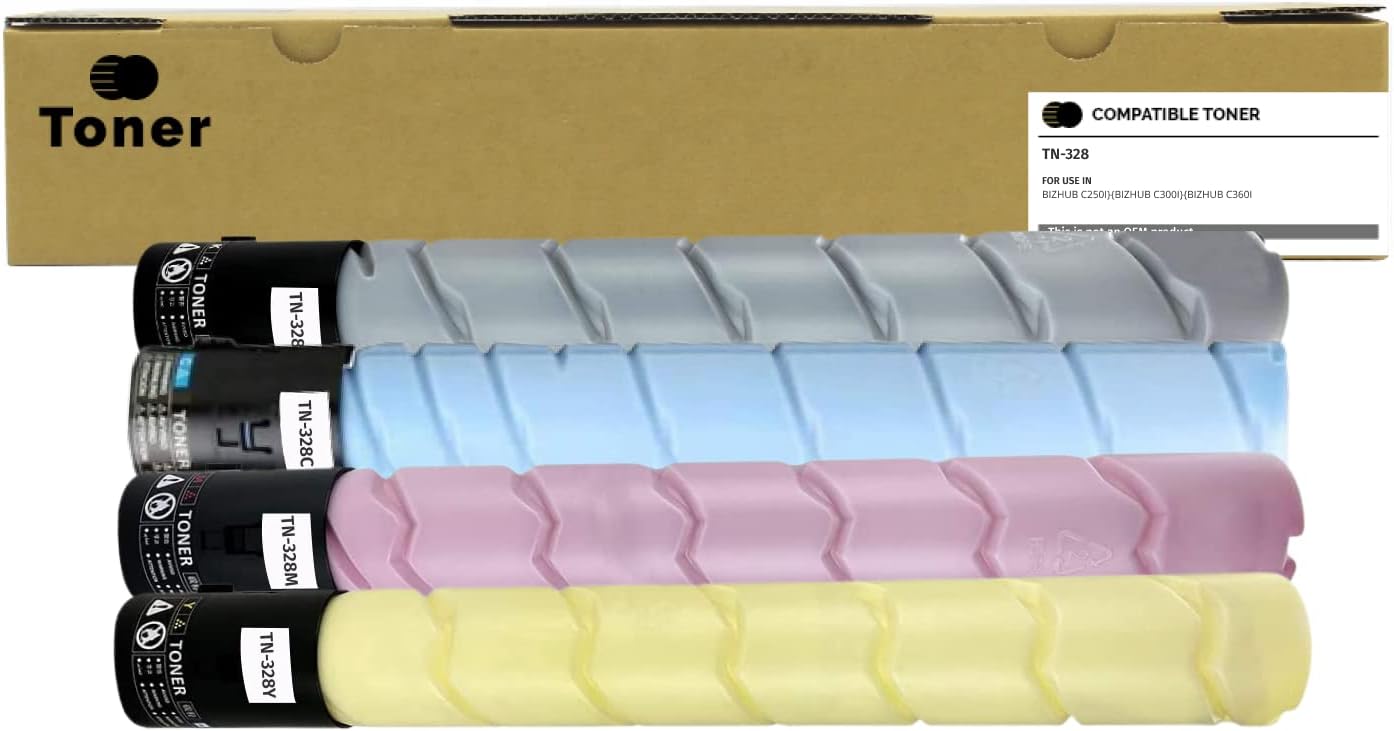 TN328 Toner Cartridge TN328K TN328C TN328Y TN328M Compatible for Konica Minolta Bizhub C250i C300i C360i Copier Printer (Black Cyan Yellow Magenta 4 Pack)