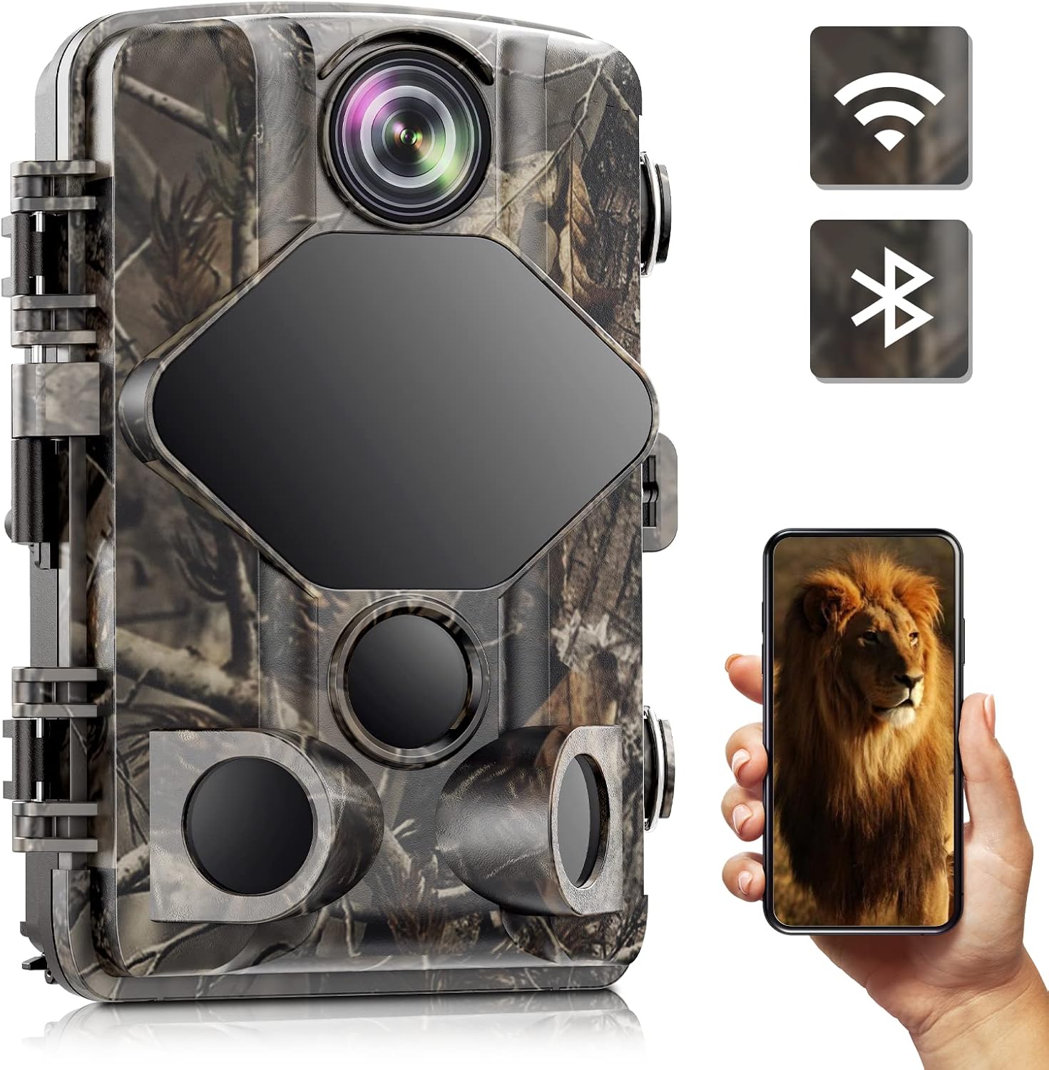 WiFi Trail Camera 4K 24MP Bluetooth Hunting Game Camera with Night Vision 82ft Motion Activated IP66 Waterproof, 0.2s Trigger Speed Pack of 2