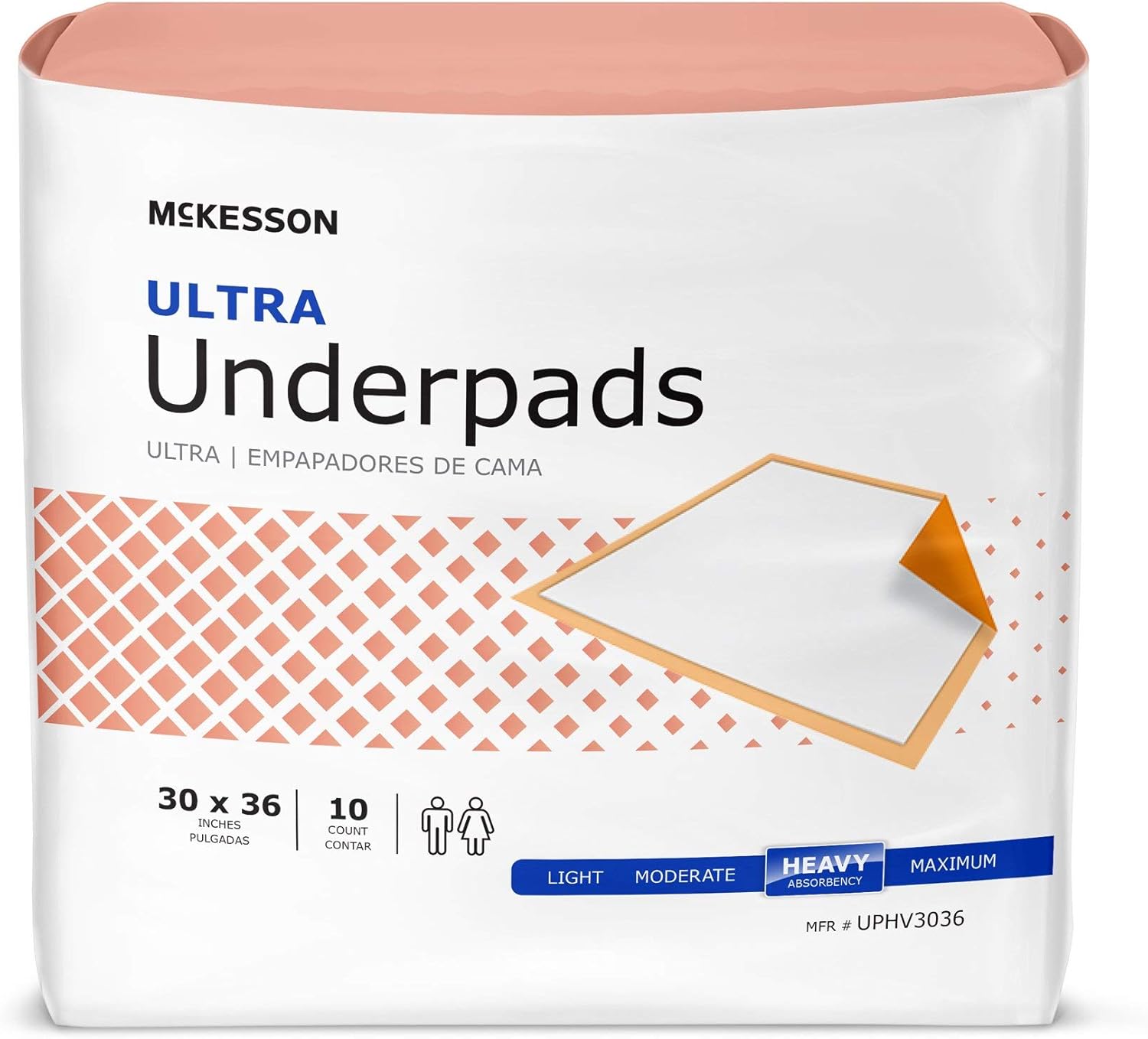 McKesson Ultra Underpads, Incontinence, Heavy Absorbency, 30 in x 36 in, 200 Count