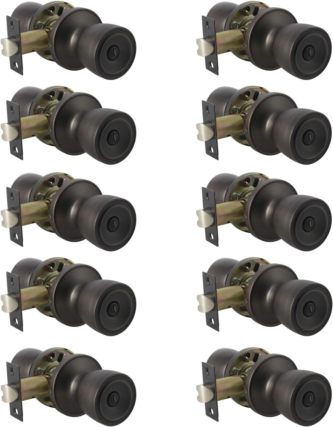 3 Pack Privacy Bathroom Door Lock Lever Keyless No Keys Door Lockset;Right/Left Handed Reversible;Oil Rubbed Bronze Door Levers Hardware Pack of 2