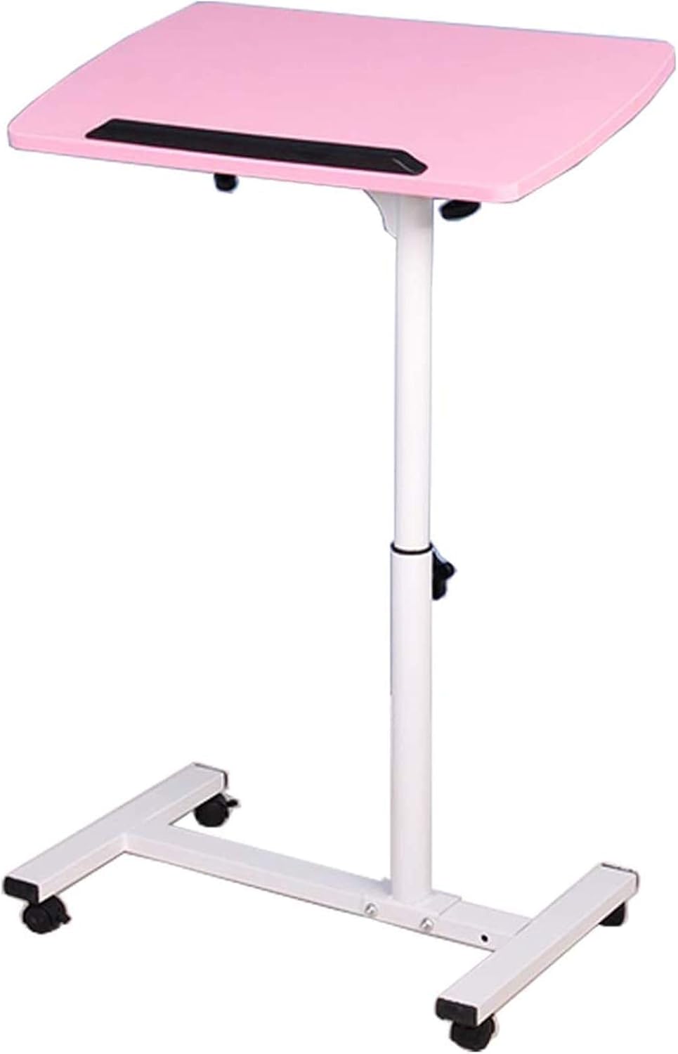 Qiveno Mobile Laptop Table, Standing Desk, Angle & Height Adjustable Rolling Laptop Desk Cart Over Bed Folding Portable Table for Hospital Home Office Black Pack of 2