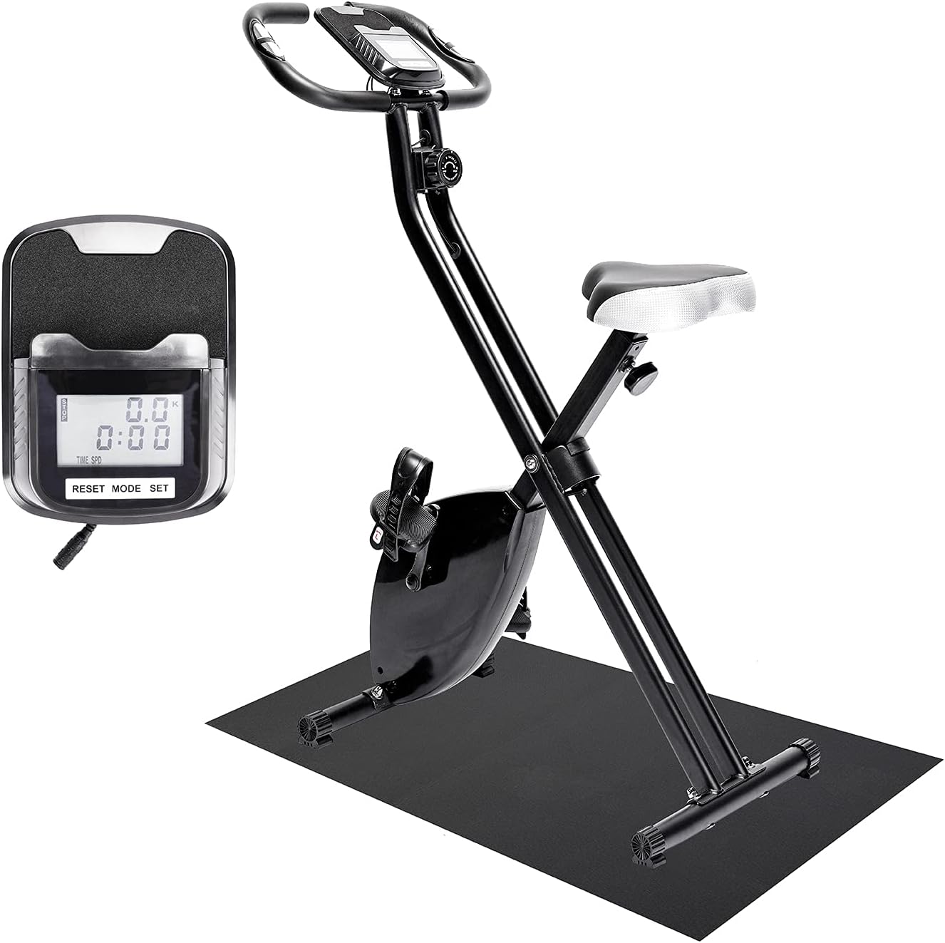 Stationary Bikes Folding Magnetic Upright Exercise Bikew/LCD Screen, Adjustable Comfortable Seat, for Home Office Useonary Bikes Folding Upright Exercise Bike, Magnetic Stationary Fitness Workout Bike, with 7 Levels Comfortable Seat & Touch Screen LC