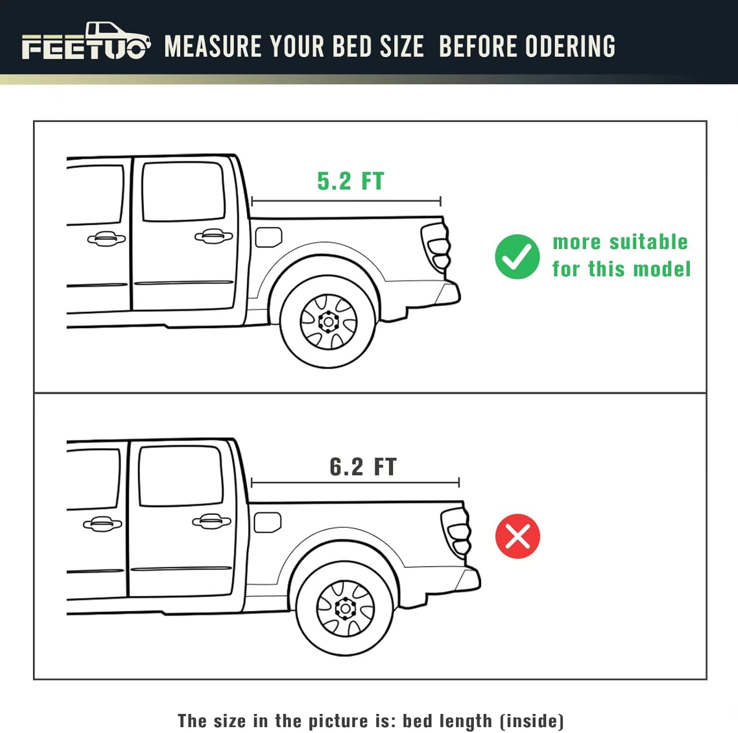 FeeTUO Soft Tri-Fold Tonneau Cover Truck Bed for 2015-2022 Colorado/Canyon 5.2FT/61.7inch