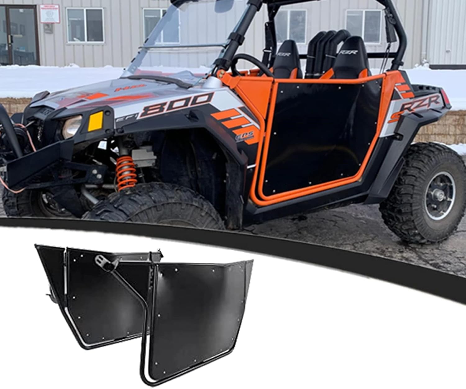 RockyParts UTV Doors Compatible with Polaris 2008-2014 RZR 800/800 S/570/XP 900 2 Door Models,Heavy Duty Dual Stage Automotive Style Slam Latch Aluminum Suicide Doors, 2 pcs (Polaris Door)