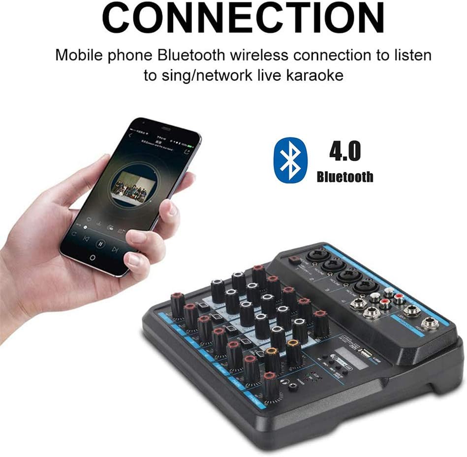 DecBlue Wireless Audio Mixer Sound Board-6 Channel Digital Bluetooth Computer Compatible Input DJ Controller Sound Mixer Pack of 2