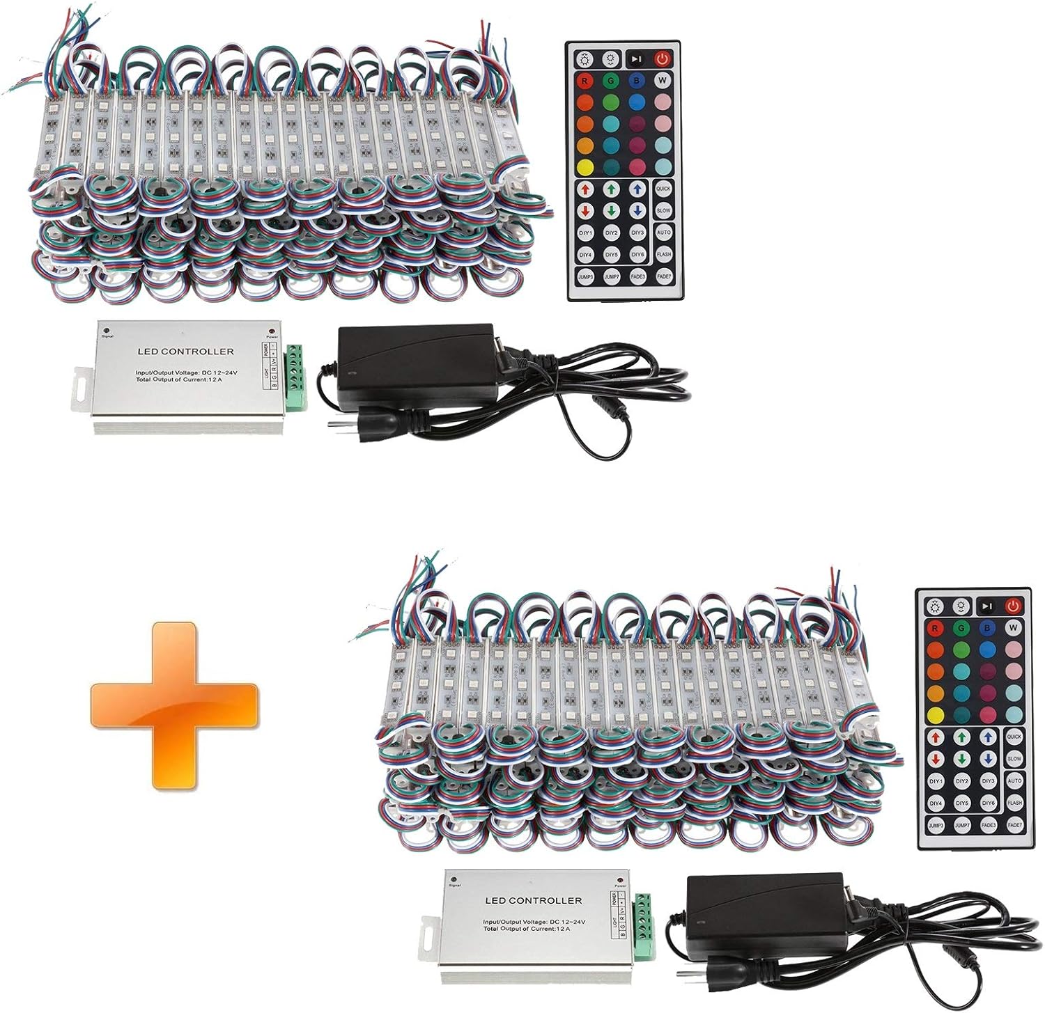 WICHEMI LED Storefront Lights 100ft 200 Pieces 3 Led 5050 SMD RGB LED Modules Window Strip Light Super Bright Waterproof Business Decorative Light for Store Advertising Signs