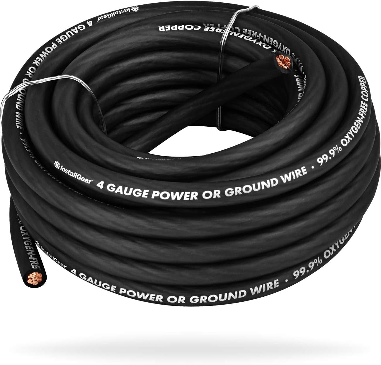 InstallGear 4 Gauge Red 25ft Power/Ground Wire - OFC (99.9% Oxygen-Free Copper) Pack of 2