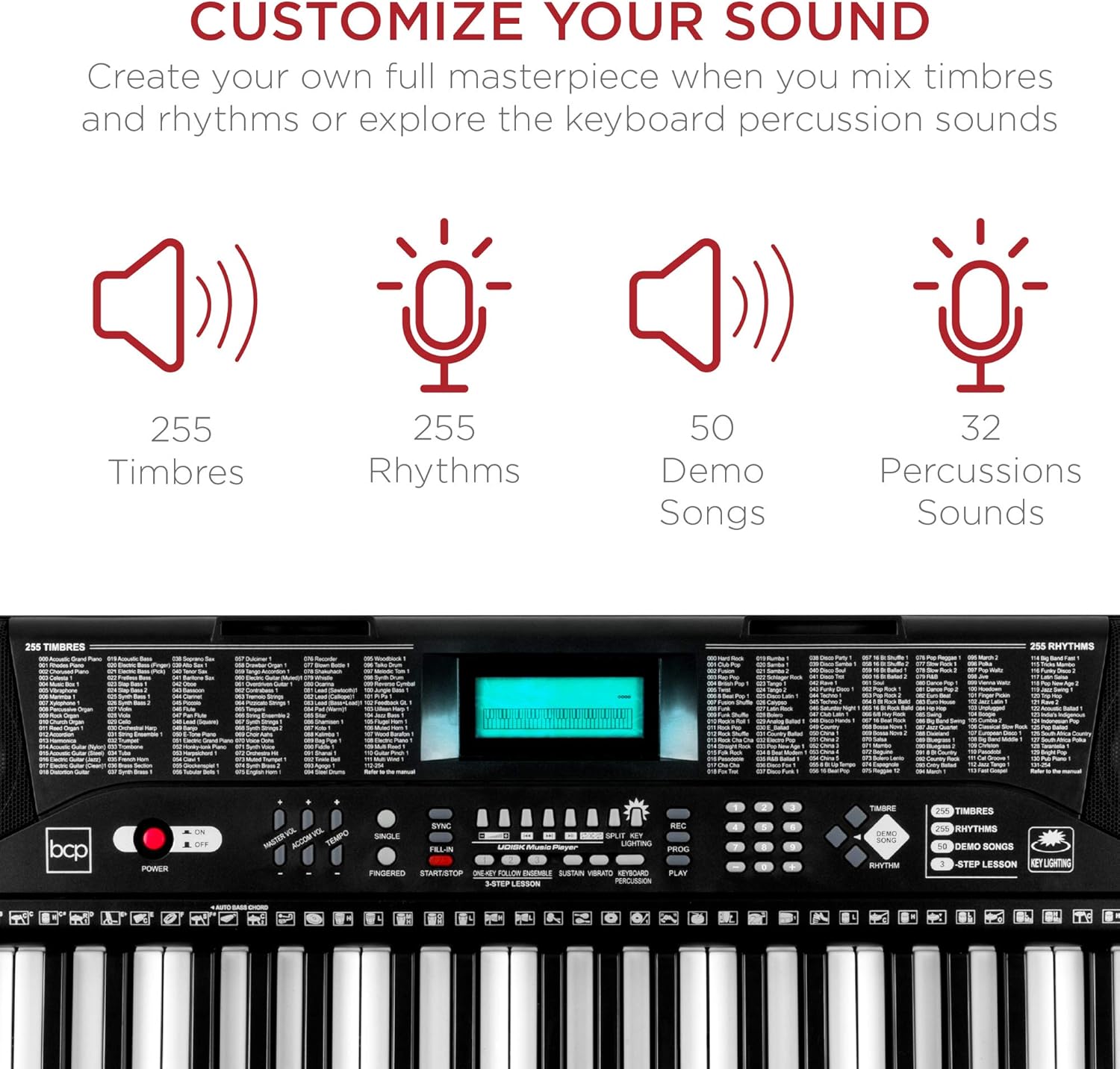 Best Choice Products 61-Key Beginners Complete Electronic Keyboard Piano Set w/Lighted Keys, LCD Screen, Headphones, Stand, Bench, Teaching Modes, Note Stickers, Built-In Speakers