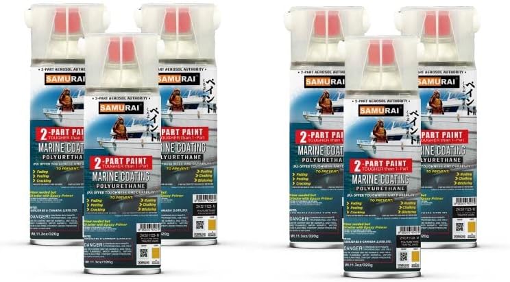 Samurai 2-Part Polyurethane Spray Paint for Marine - 11.3 Ounce UV Resistant and Rust Resistant Polyurethane Spray Paint (FLAT BLUE, Pack of 3 Cans) Pack of 2