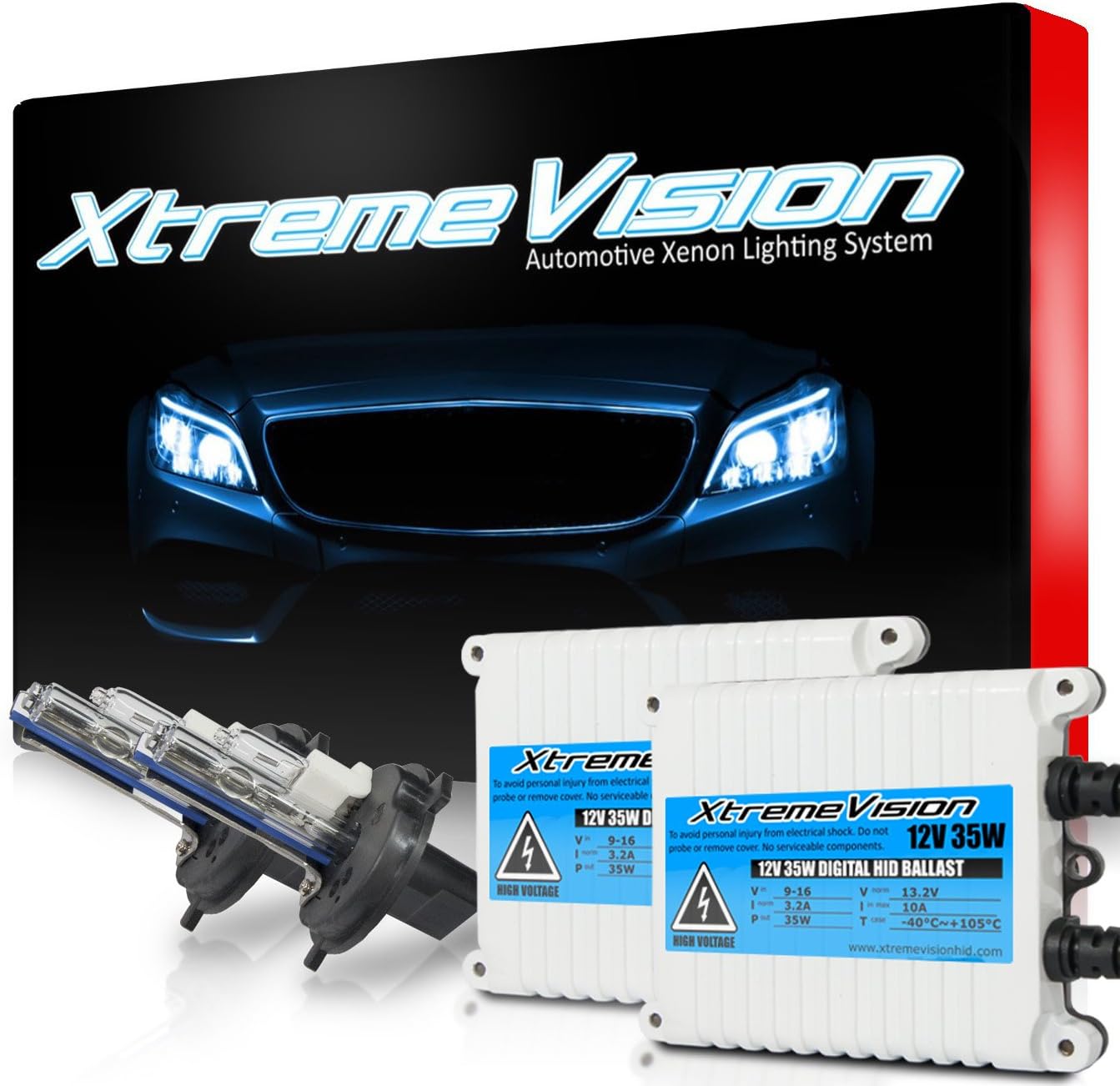 XtremeVision 35W AC Xenon HID Bundle with Slim AC Ballast (1 Pair) and H4 / 9003 30000K - 30K Deep Blue Xenon Bulbs (1 Pair) Pack of 2