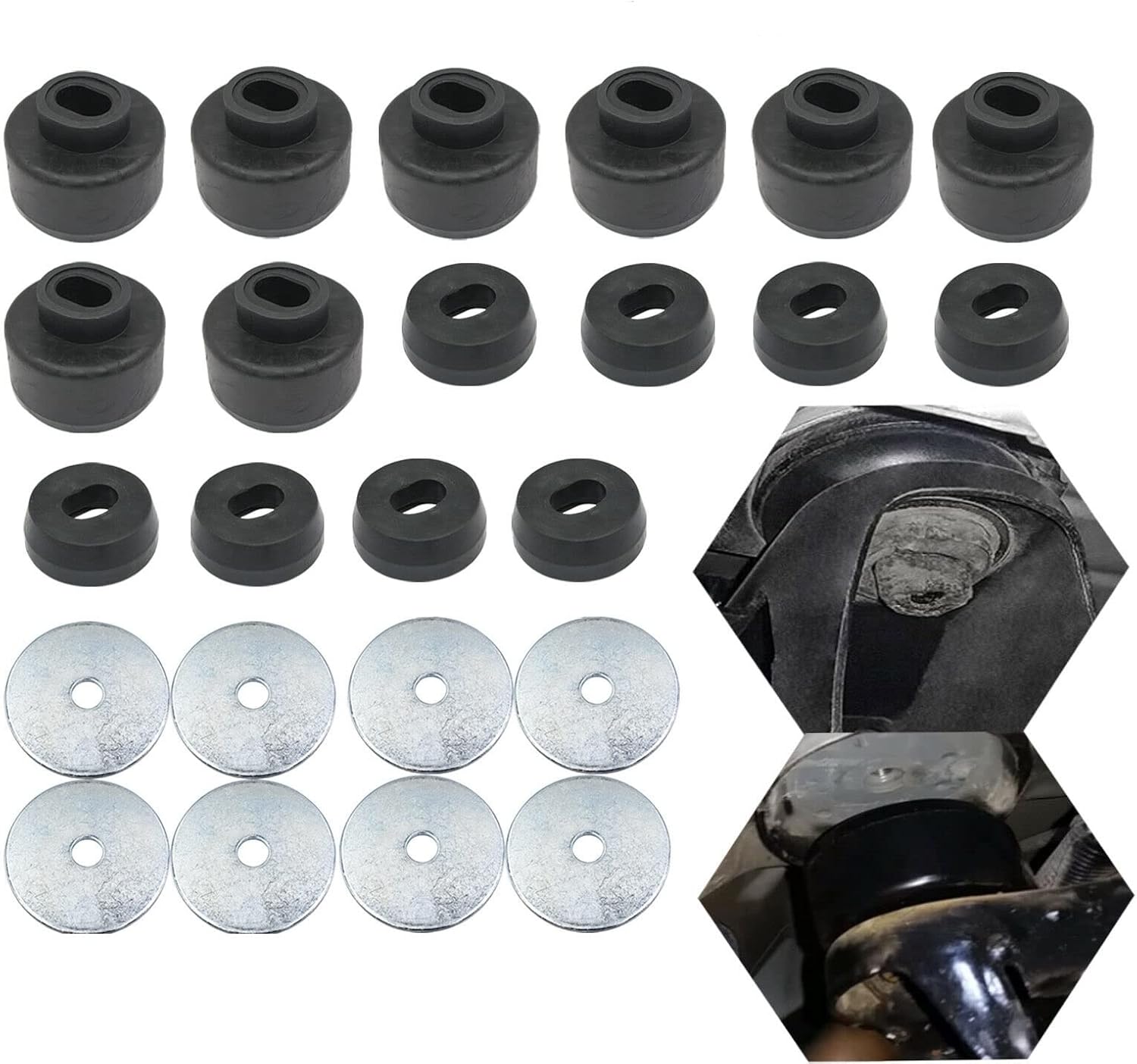 LOSTAR 7-141-BL Black Body and Cab Mount Bushing Kit For 1999-2014 Chevy Silverado & 1999-2014 GMC Sierra 2WD/4WD (16 Pcs) Pack of 2