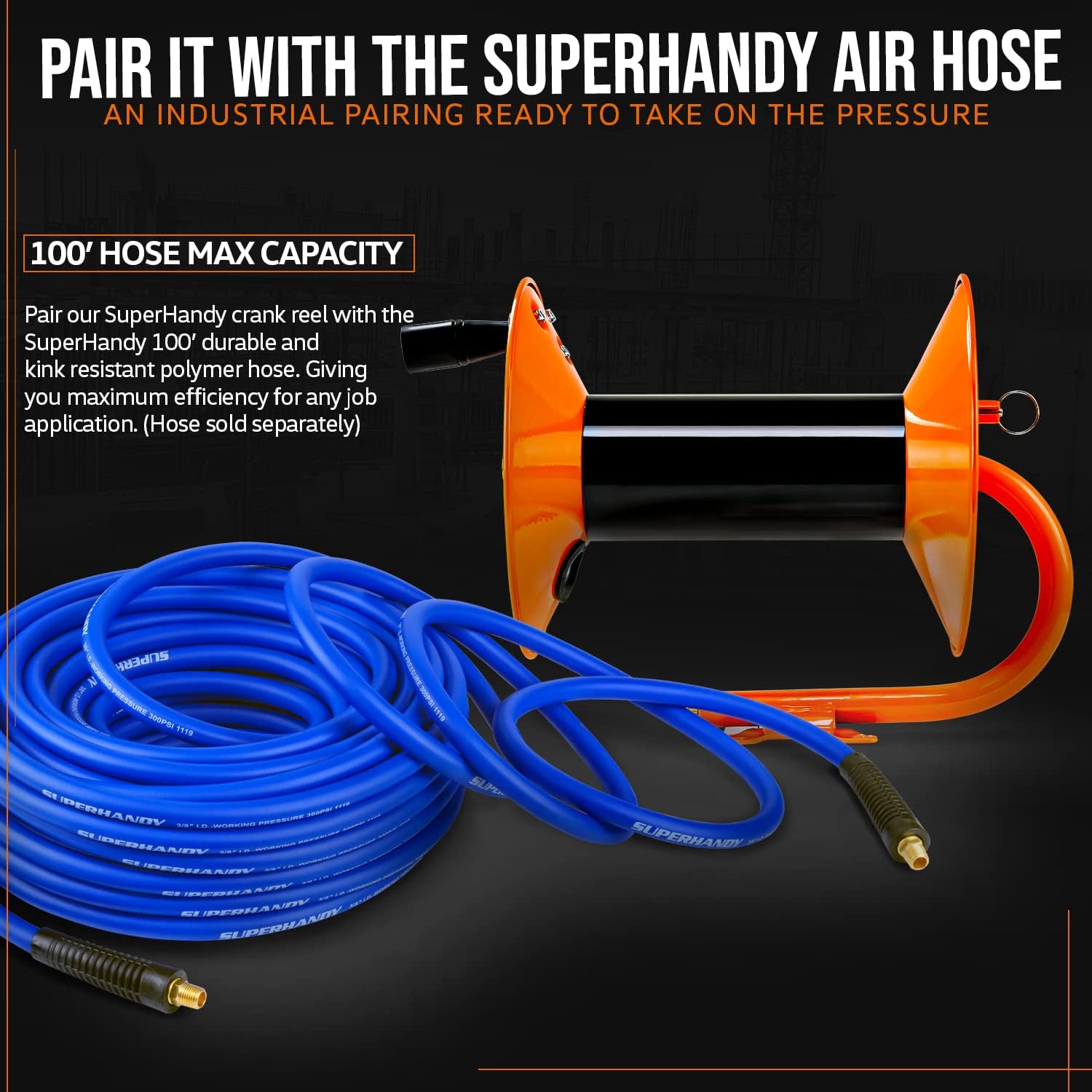SuperHandy Air Hose Reel Tool Retractable Hand Crank 3/8