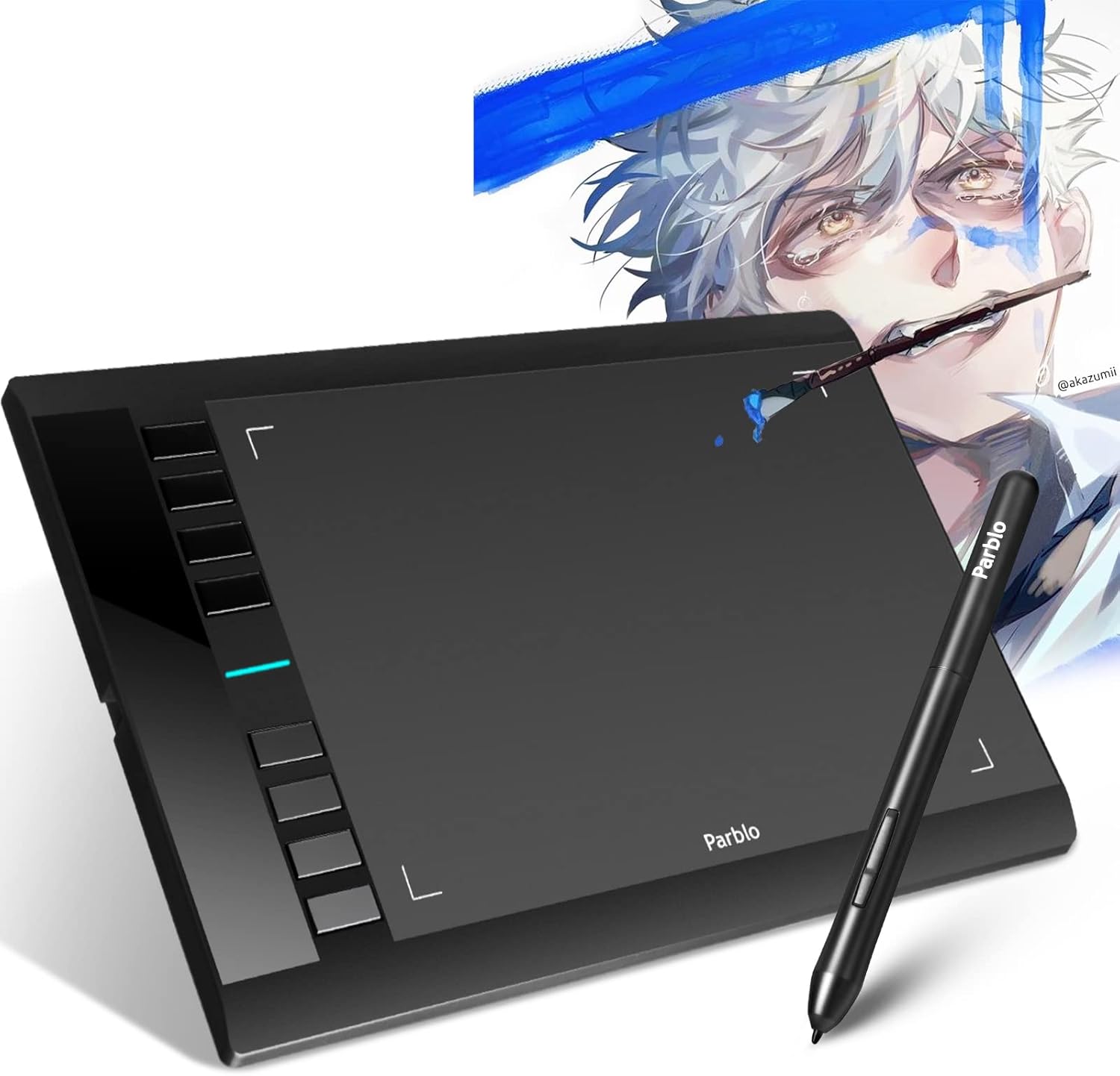 Parblo A610 V2 Graphic Drawing Tablet, 10 x 6 inch Large Area Art Pen Tablets with 8 Hot Keys, Battery-Free Stylus 8192 Pen Pressure, Ideal for Online Learning, Remote Work, Digital Art Craft Pack of 2