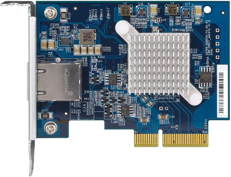 QNAP QXG-10G1T Single-Port (10Gbase-T) 10GbE Network Expansion Card, PCIe Gen3 X4, Low-Profile Bracket Pre-Loaded, Low-Profile Flat and Full-Height Brackets are Included