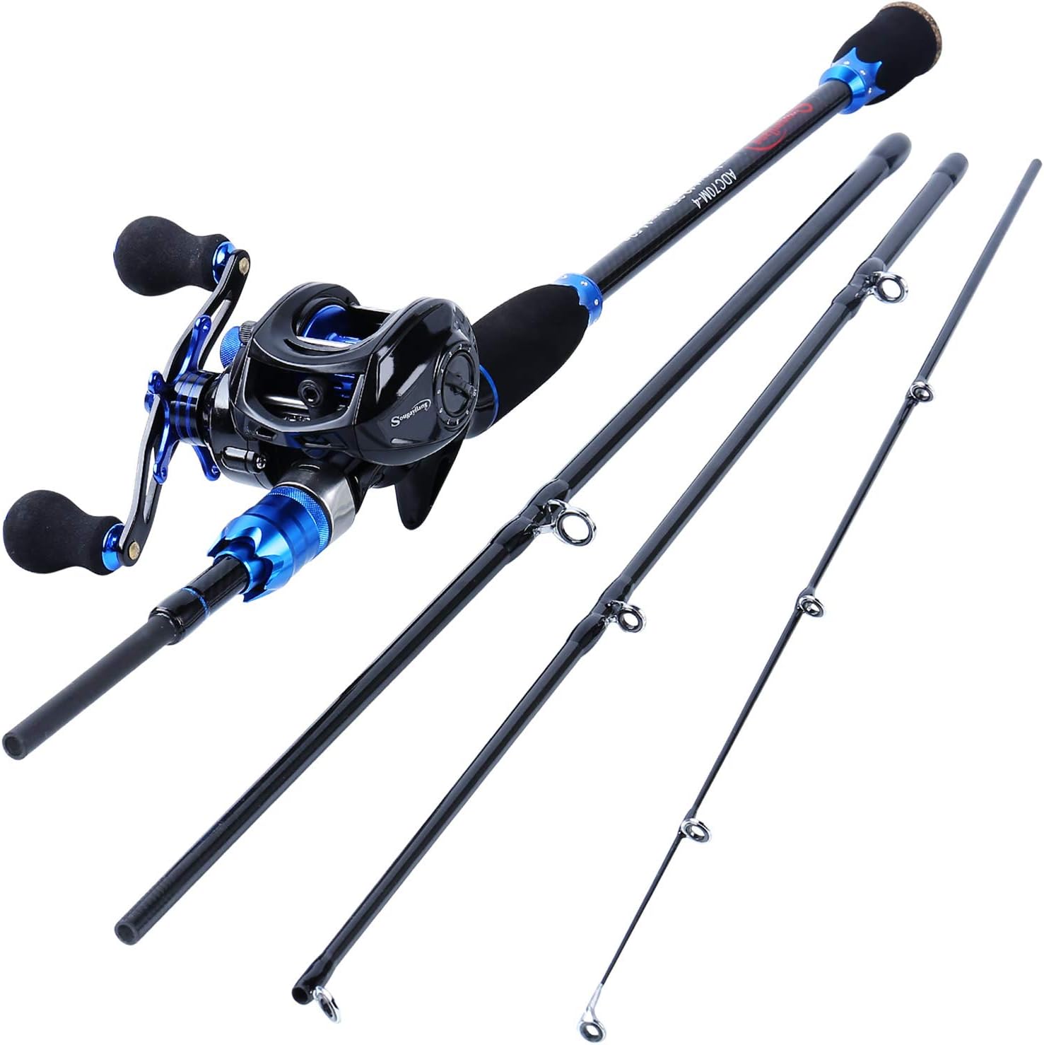 Sougayilang Fishing Rod and Reel Combos,24-Ton Carbon Fiber Fishing Poles with Baitcasting Reel,7.0:1 Gear for Travel Freshwater