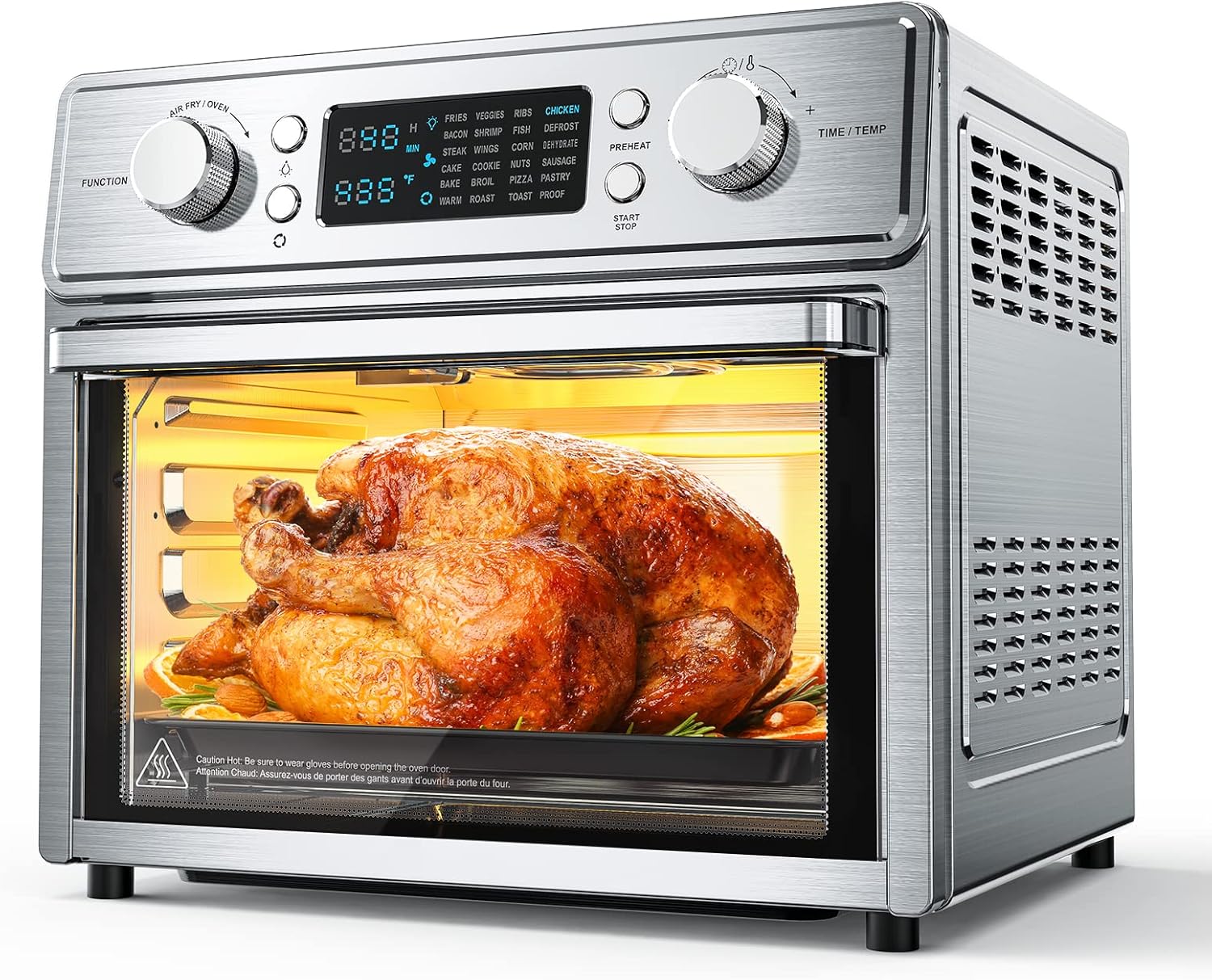 Air Fryer Oven, 24 in 1 Air Fryer Toaster Oven with 25L Large Capacity, Stainless Steel Convection Oven Countertop Combo with Rotisserie and Dehydration, 1700W, 10 Accessories and Recipes