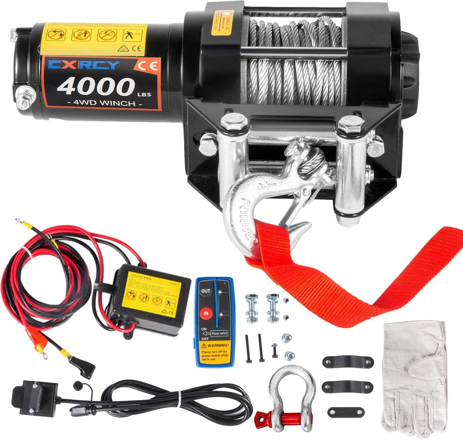 CXRCY 12V 4000 lbs Electric Winch Kits with 3/16