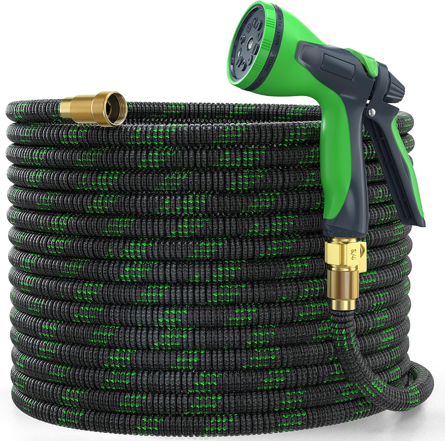 YEMMEN Garden Hose 100ft Expandable Water Hose with 10 Function Nozzle and Solid Brass Fittings Pack of 2