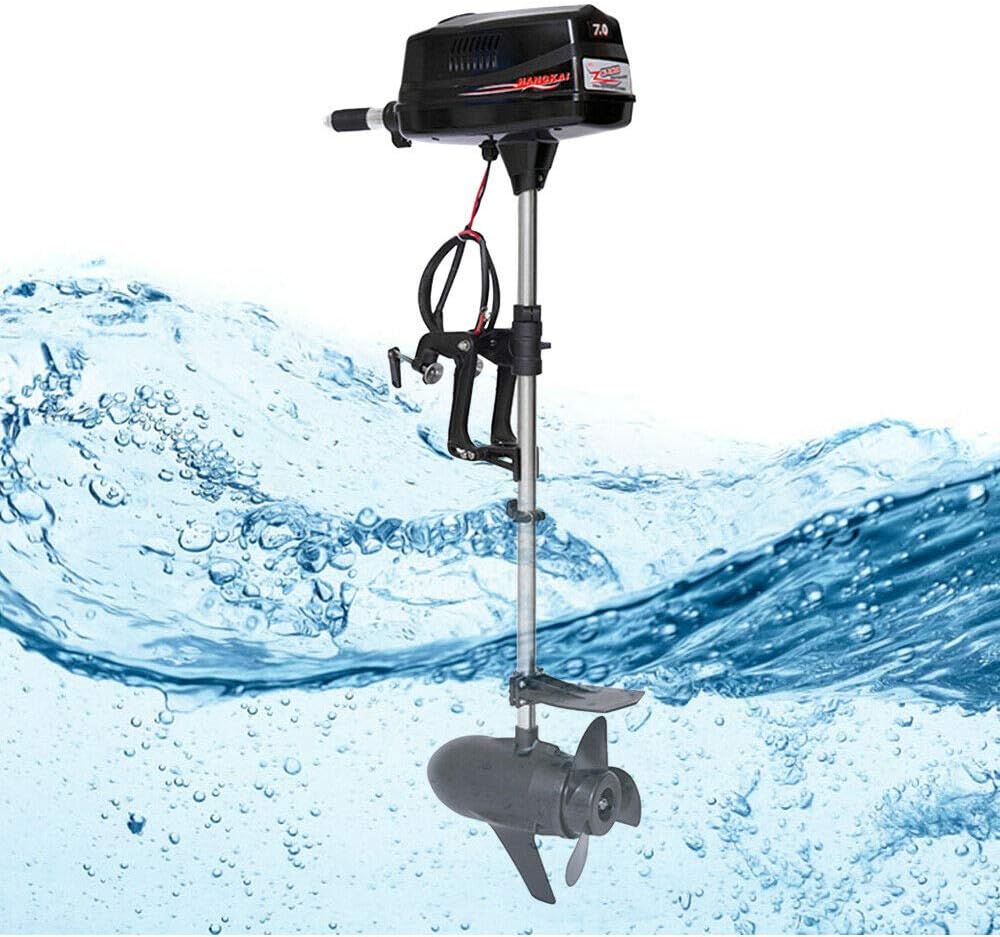 Gdrasuya10 Electric Outboard Motor Fishing Boat Engine Tiller Control Start Marine Trolley Driver w/Water Cooling & CDI System Tiller for Superior Corrosion Protection USA (7HP 48V 1800W)