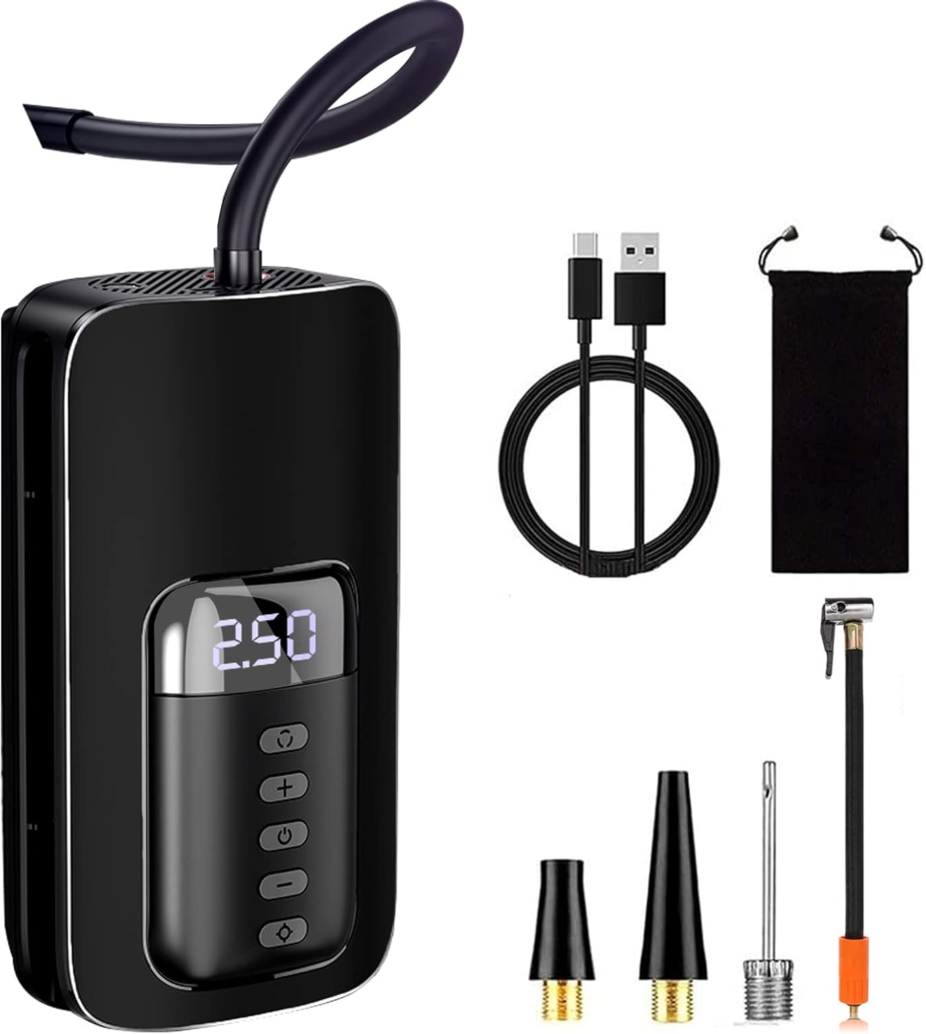 [Air Compressor Portable] Lamgool Tire Inflator 12V DC Electric Cordless Pump, [120 PSI Fast Inflation 6000mAh] LED Flashlight, Digital Pump Pressure Gauge, Rechargeable Battery for Car, Motor, Blue Pack of 2