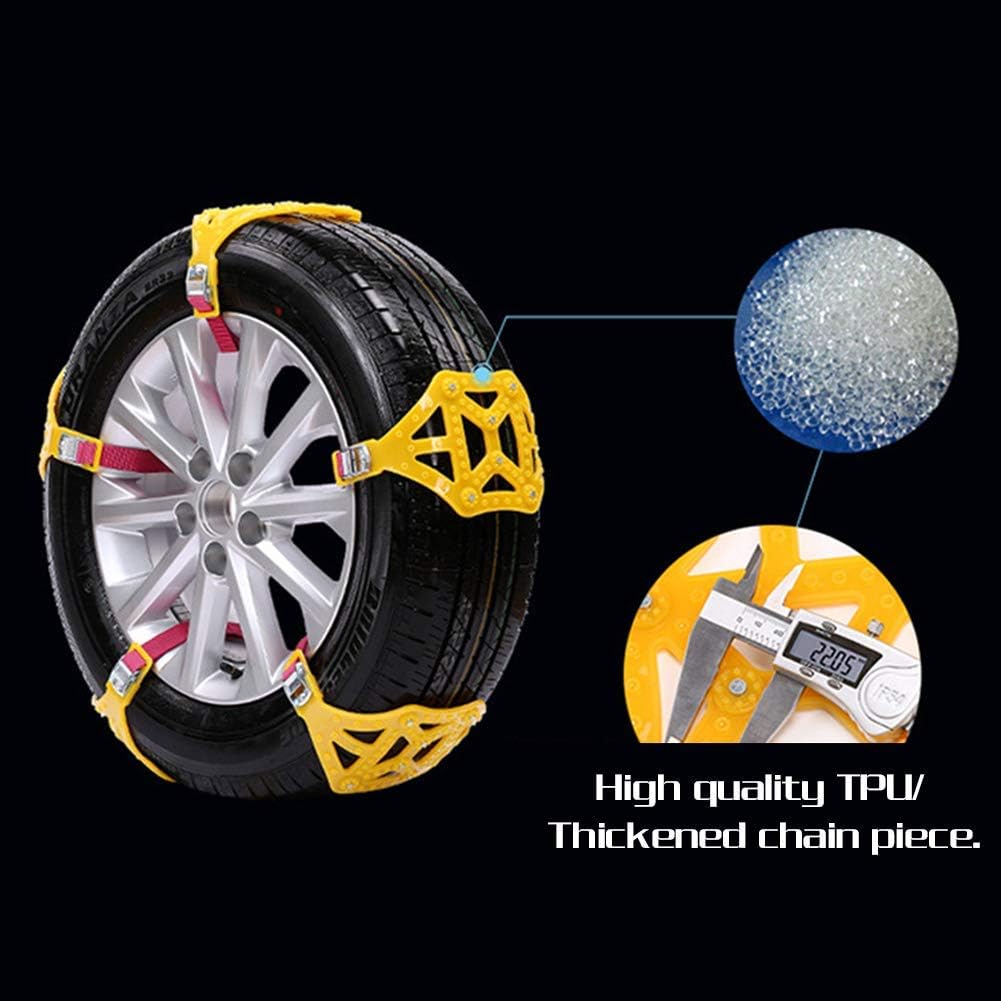 Maso Snow Chains 10Pcs Anti-Skid Snow Chains for Tyres Portable Easy to Mount Emergency Traction Car Snow Tyre Chains Universal for Tyres Width 165-285mm