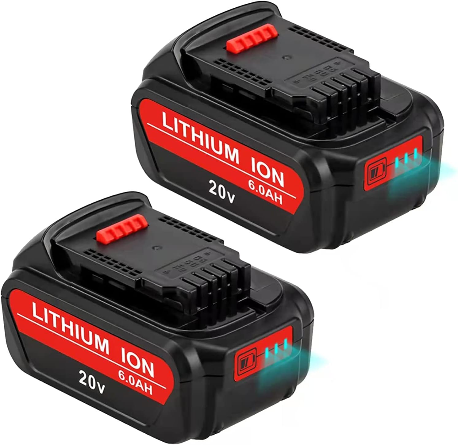 2-Pack 20Volt 6.0Ah Replacement Battery Compatible with Dewalt 20V Battery MAX DCB205 DCB206-2 DCB205-2 DCB204 DCB203 DCB201 DCD/DCF/DCG/DCS Series Pack of 2