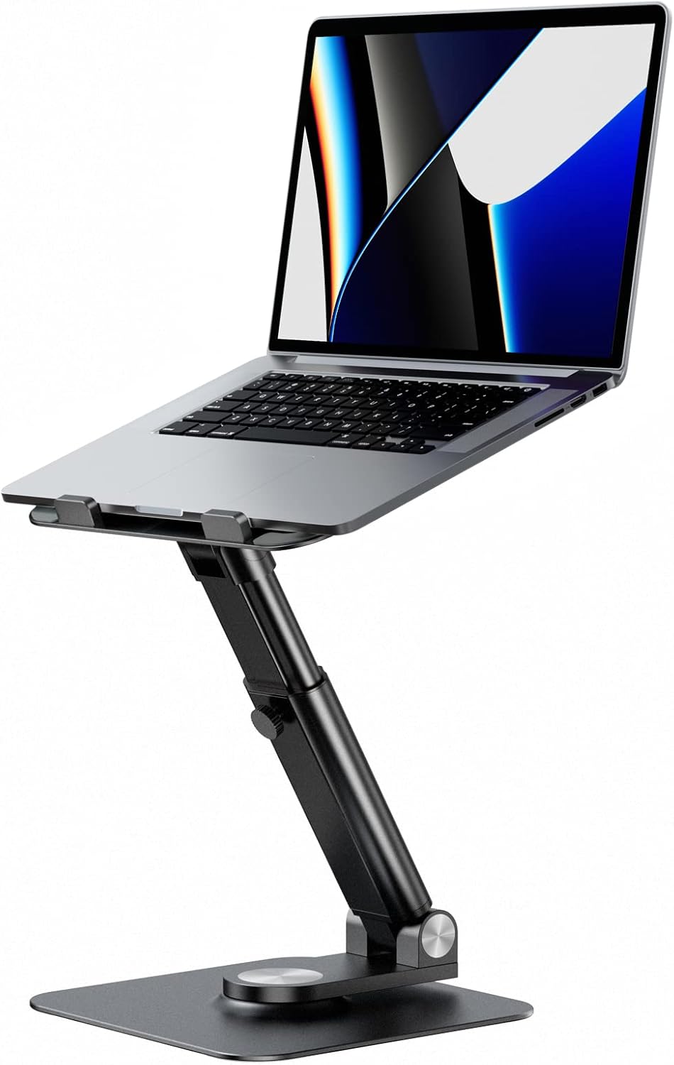 Laptop Stand, 360° Swivel & Adjustable Laptop Stand for Desk,Telescopic Laptop Riser Freedom Height & Multi-Angle, Computer Stand for Laptops 10 15 17 inches - Grey Pack of 2