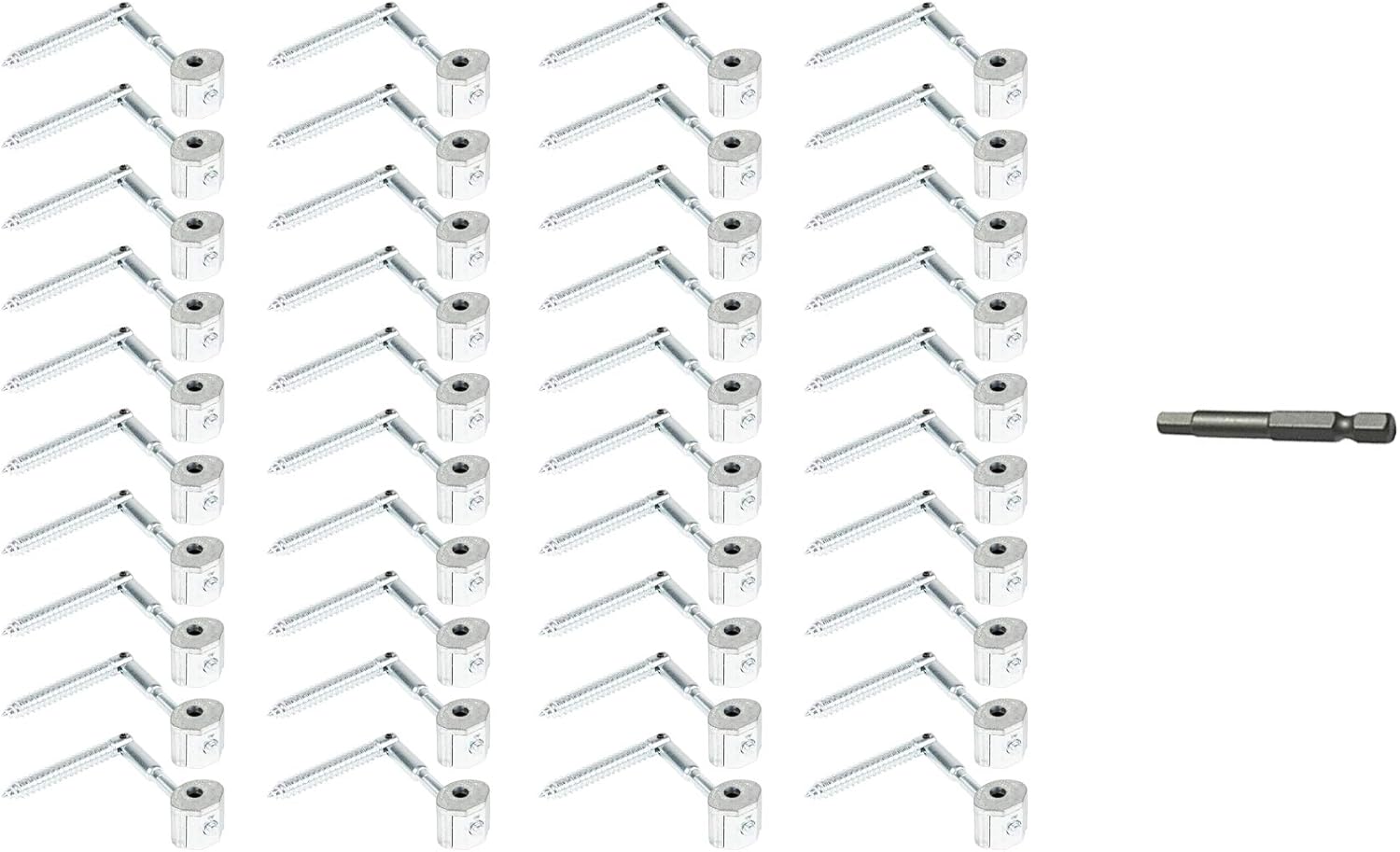 Zipbolt UT 11.550 Angled Railbolt – Connects Angled Staircase Handrail to Newel Post – 40 Pack – Includes 5mm Hex Bit with Quick Release Shank
