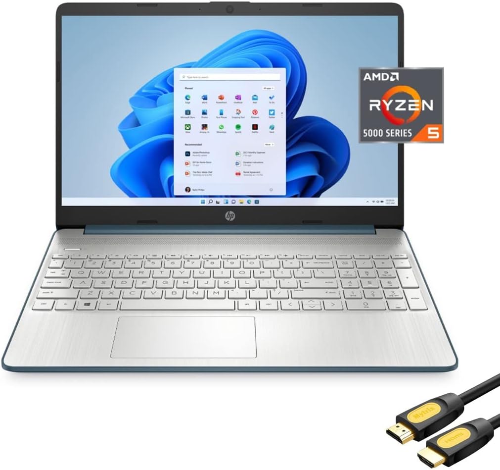 HP 15.6'' FHD IPS Micro-Edge Laptop, AMD 6-Core Ryzen 5 5500U (Beat Core i5-10400F), 32GB RAM, 512GB PCIe SSD, USB-C, HDMI, SD Reader, WiFi, Full Size KB, HDMI Cable, Win 11