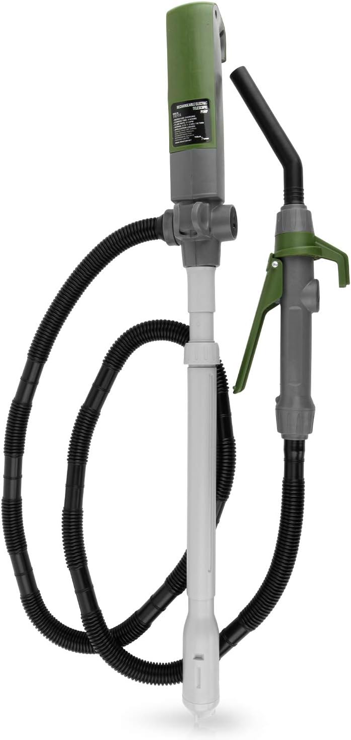 TERA PUMP TREP04 Multi-Purpose Rechargeable Battery Powered Fuel Transfer Pump - 5 FT Hose, Flow Controller, Adjustable Suction Tube - 3.1 Gal per min