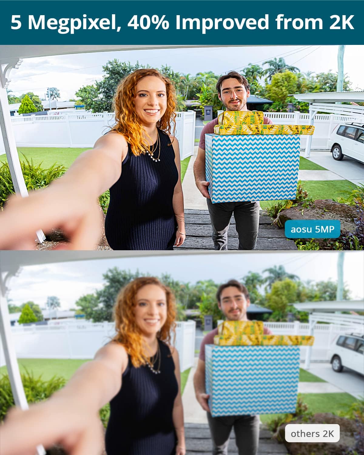 Doorbell Camera Wireless, aosu 5MP Ultra HD, No Monthly Fee, Triple Motion Detection Video Doorbell with Homebase, Enhanced (2.4/5 GHz) WiFi, 180-Day Battery Life, Work with Alexa & Google Assistant