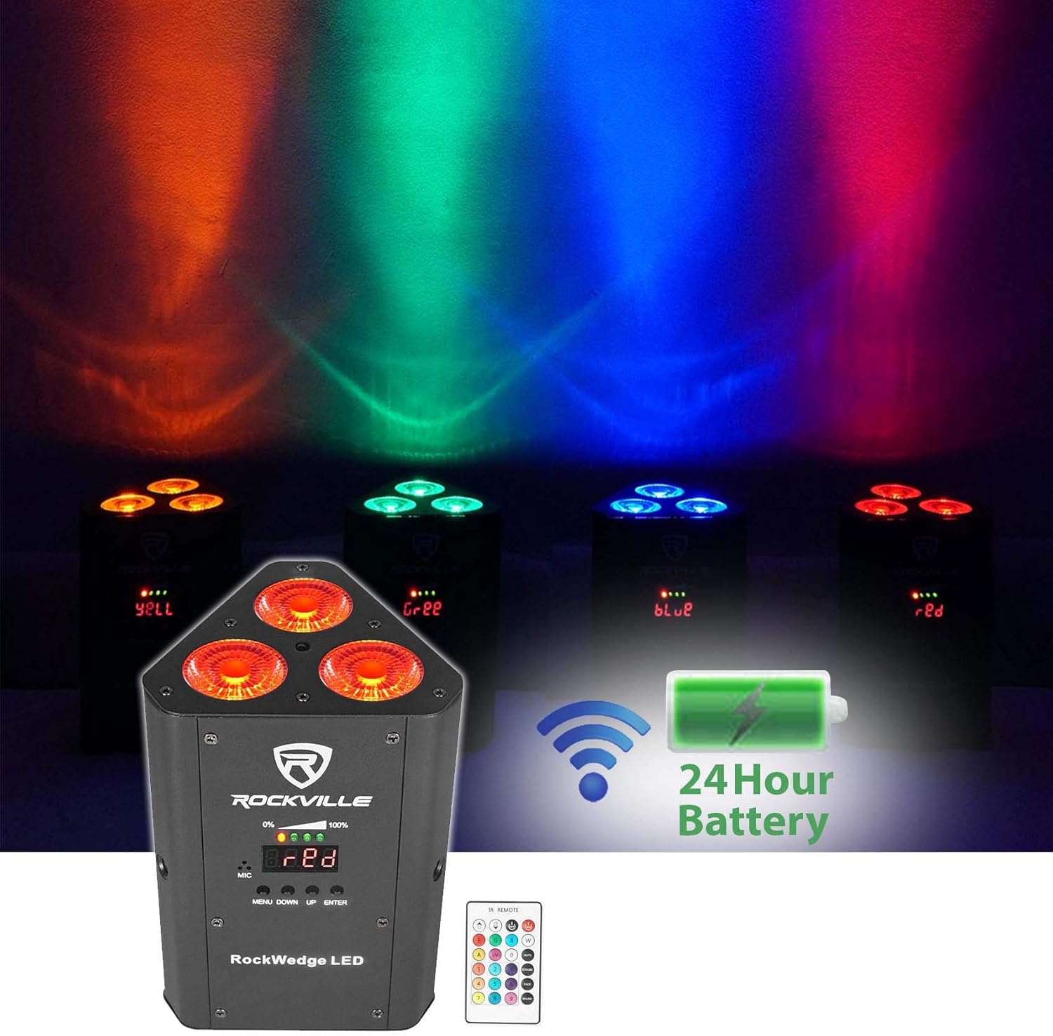 Rockville RGBWA+UV Rechargeable Wireless Wash DJ Up-Light in White (RockWedge LED