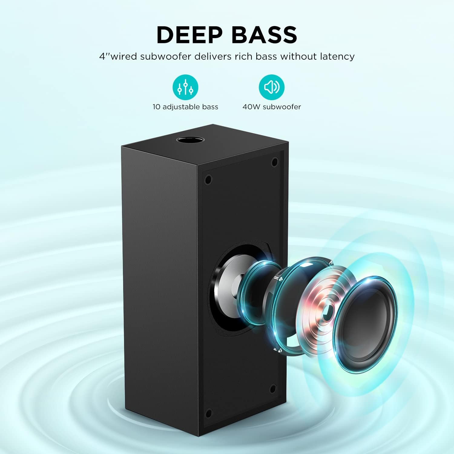 XZJX Direct 2.1 Slim Sound Bar, Sound Bar with Subwoofer, 110dB+100W, 5 Smart EQ Modes, LED Off, Optical/Aux/USB Sound bar | Multi-Connection Pack of 2