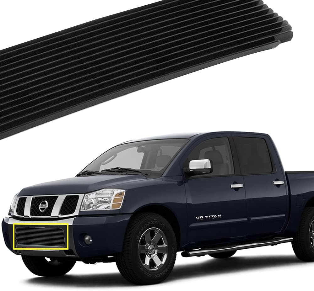 Titan Front Grille Bumper Grille Black Powder Coated Billet Grille Compatible with 2004-2015 Titan/2004-2007 Armada Pack of 2