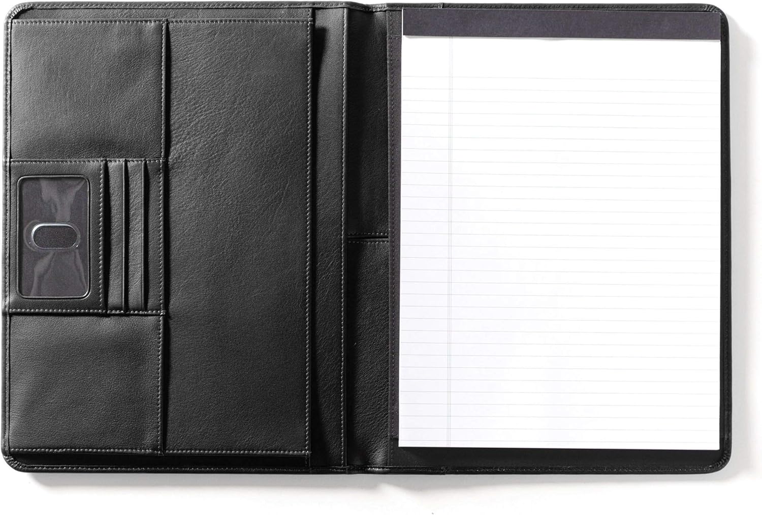 Leatherology Cognac Full Grain Leather Deluxe Portfolio | Luxury Business Padfolio Portfolio for Executives | Ample Storage for Business Cards Resumes Documents | Leather Folder with Clear ID Window | Letter Size Notepad Included