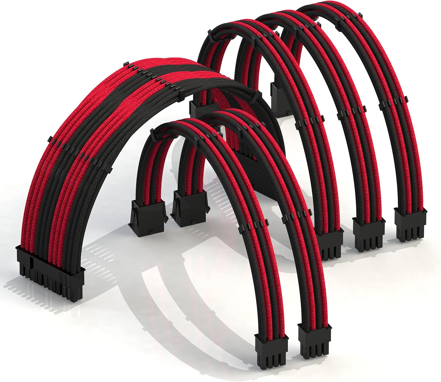 LINKUP - 30cm Super Soft and Flexible PSU Cable Extension Sleeved Custom Mod GPU PC Braided w/Comb Kit┃1 x 24 P (20+4)┃2 x 8 P (4+4) CPU┃2 x 8 P (6+2) GPU Set┃300mm - Blueblack Pack of 2