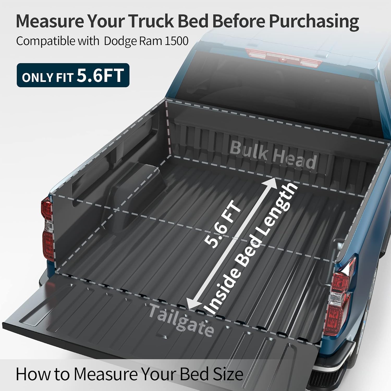 oEdRo Hard Tri-fold Truck Bed Tonneau Cover Compatible with 2009-2022 Dodge Ram 1500 (Classic & New), 5.6 ft Bed w/o RamBox