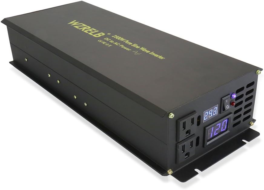 WZRELB 2500W Pure Sine Wave Solar Power Inverter Generator 24V DC to 120V AC Converter Car Inverter