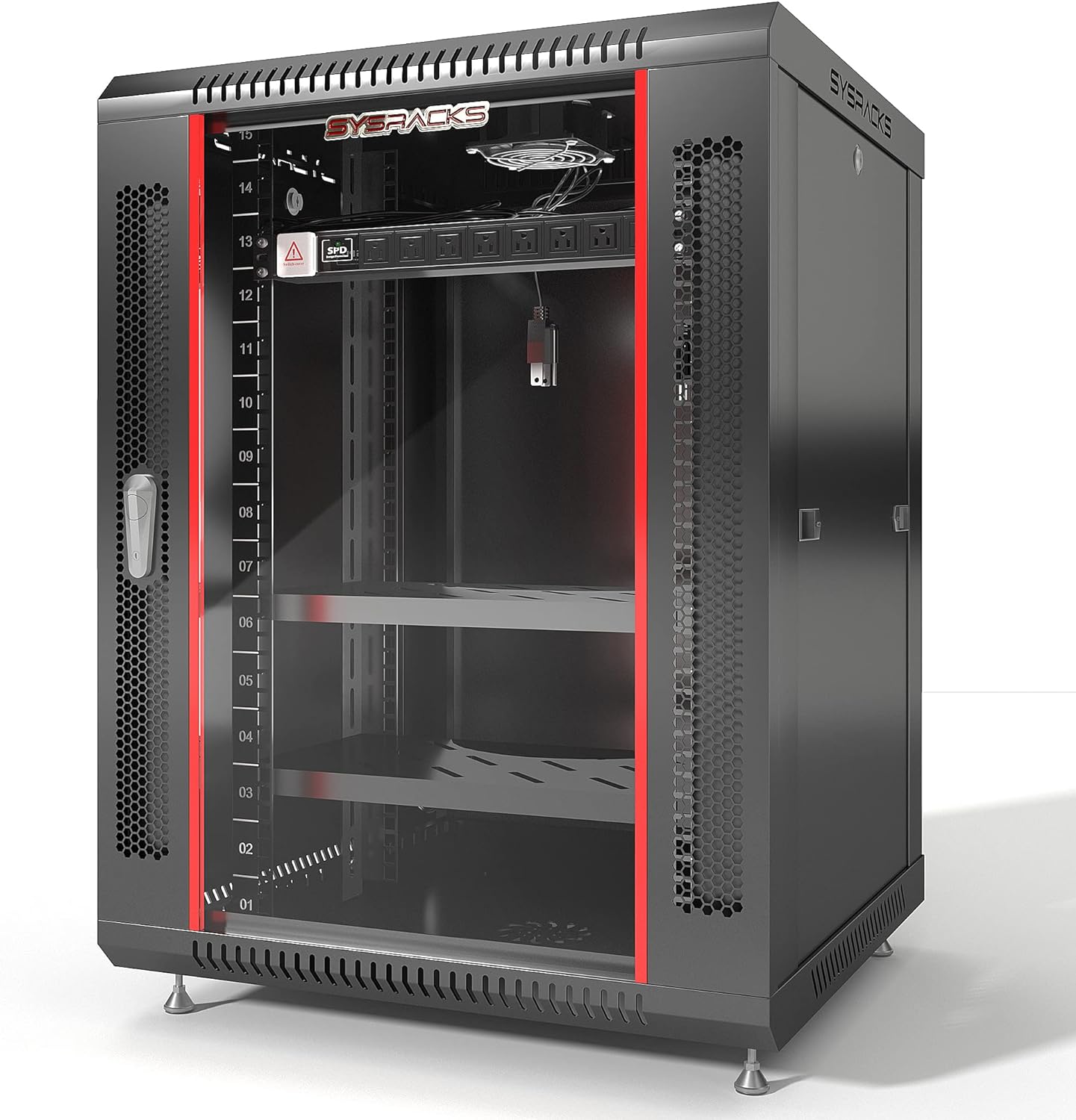 Server Rack – Wall Mount Rack - Locking Cabinet for Network - Electronics - Security - Audio - Video - AV Equipment - Data Rack - Legs/Power Strip/Shelf/Fan - 24-Inch Deep Sysracks… (15U)