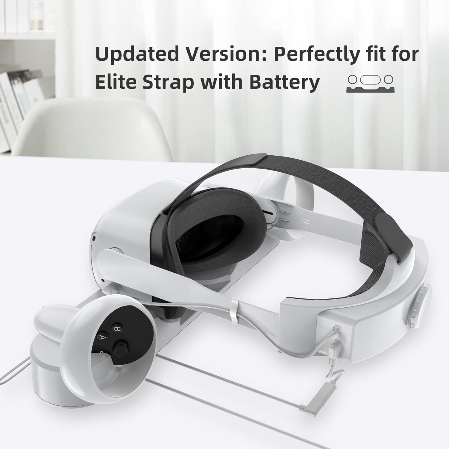 Smatree Oculus Quest 2 Charging Dock for Oculus Quest 2/Meta Quest 2, VR Controller and Headset Charge Simultaneously, [Updated Fit for Elite Strap with Battery] (with 2 Rechargeable Batteries)