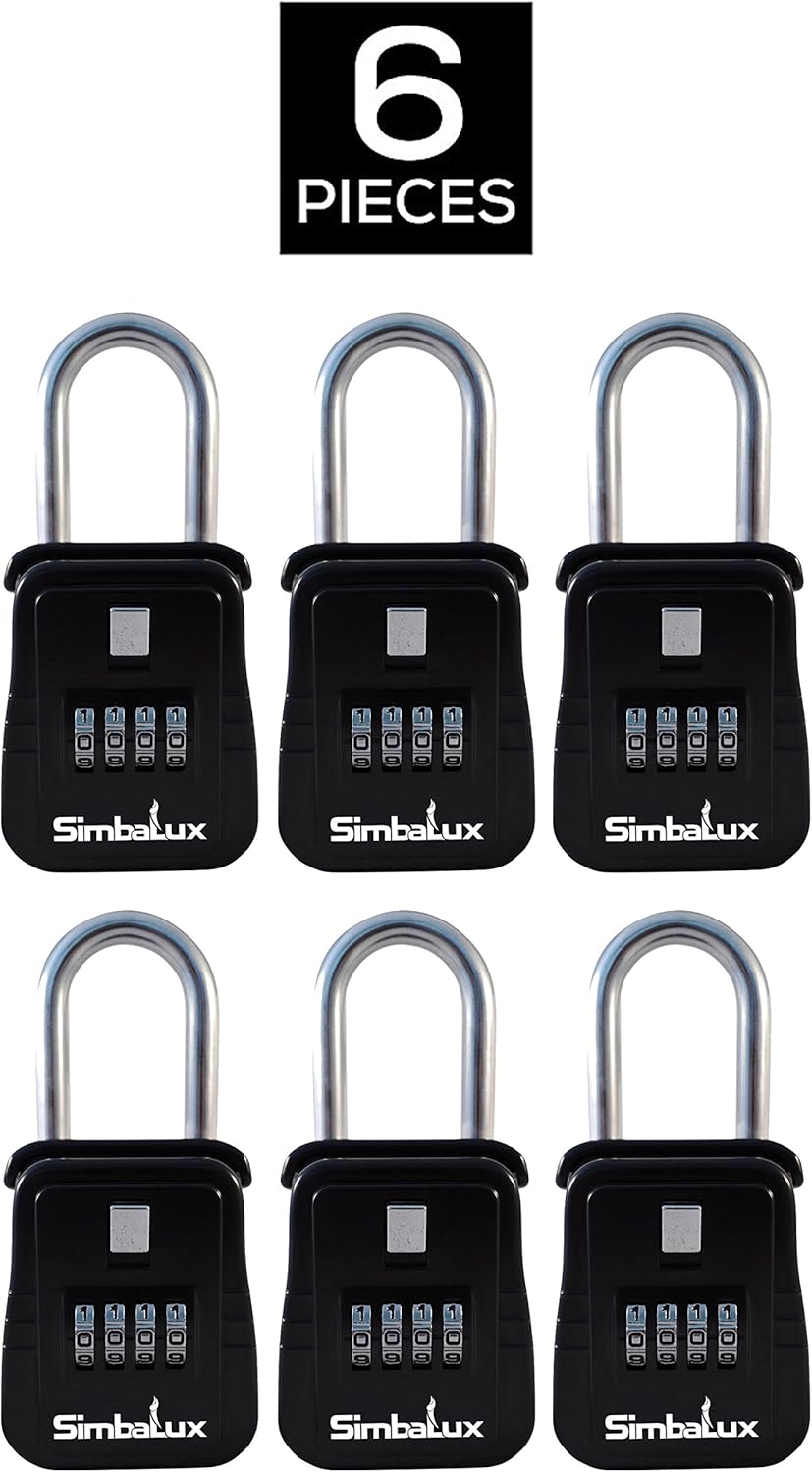 SimbaLux Combo Realtor Lockbox Quality 4 Digit Numeric Combination Real Estate Lock Box, 6-Pack Pack of 2