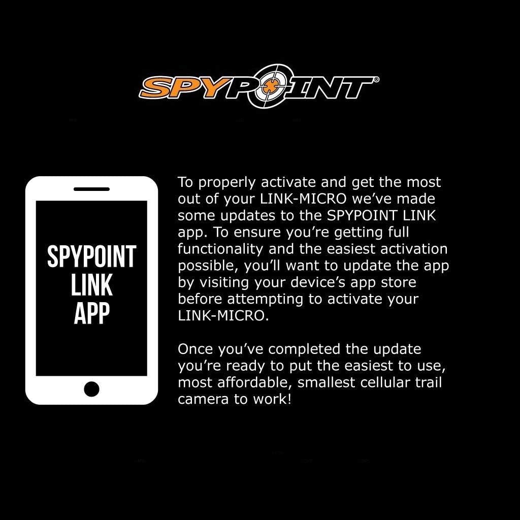 SPYPOINT LINK MICRO with 16GB MicroSD (Smallest on The Market!) Wireless/Cell Trail Camera, 4 Power LEDs, Fast 4G Photo Transmission w/Preactivated SIM, Fully Configurable via App (Nationwide Version)