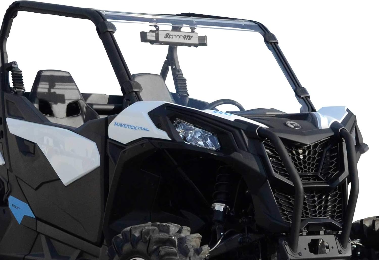 SuperATV Heavy Duty Scratch Resistant Full Windshield for 2019+ Can-Am Maverick Sport 1000 (See Fitment) | 1/4
